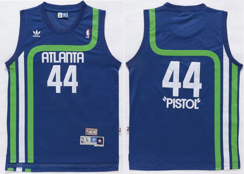 Men Atlanta Hawks 44 Pistol Light Blue Swingman Stitched NBA Jersey